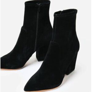 Loeffler Randal Isla Black Suede Slim Ankle Bootie (7.5)